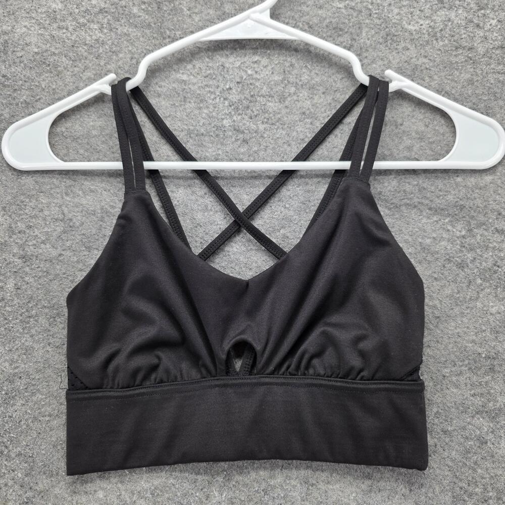As Revival Sports Bra Womens XS Black Criss Cross Strappy Activewear Yoga Top
